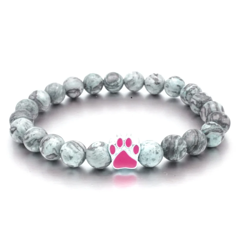 10 цветов серые бусины из натурального камня браслет для йоги с принтом собаки