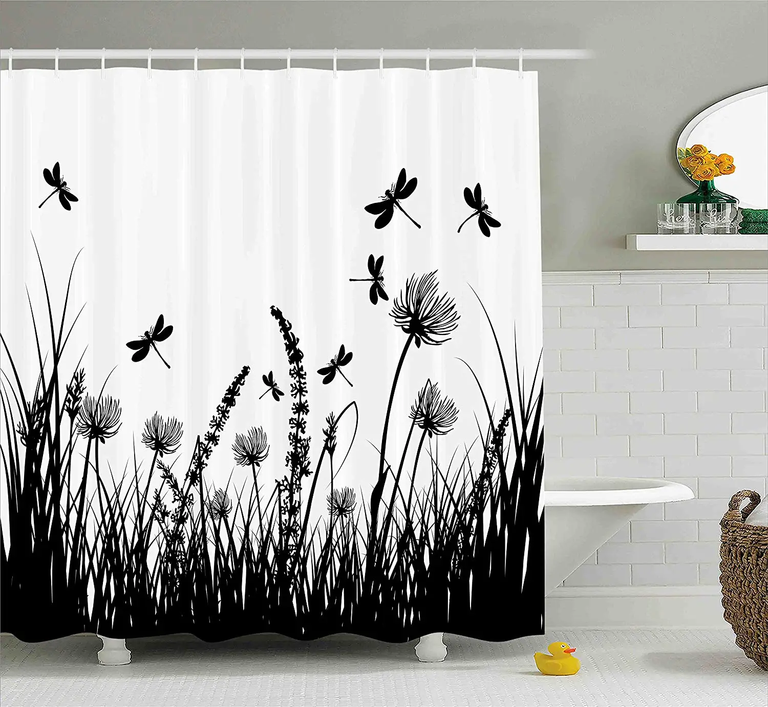 Занавеска для душа с изображением дракоз садовых растений | Дом и сад