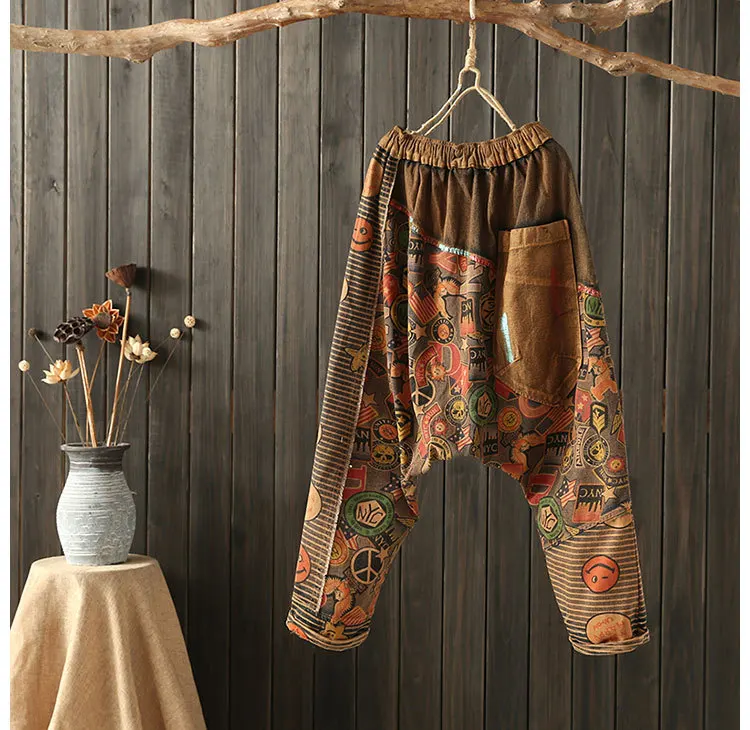 Для женщин роспись джинсы для узор лоскутное Вышивка Винтаж промывают