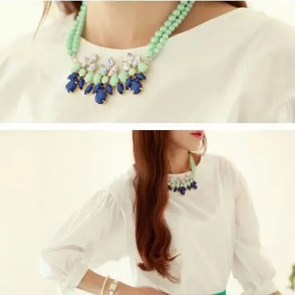 Зеленая жемчужина Shourouk цветок Gem дизайн воротник колье себе ожерелья и подвески