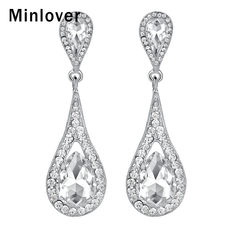 Minlover длинные висячие серьги в форме капли для женщин роскошный цвет модные