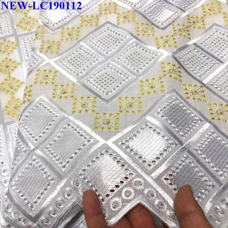 Новейшая нигерийская 100% швейцарская хлопчатобумажная Кружевная Ткань 5 ярдов 2019