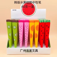 40pcslot creative fruit shape watermelon silicone gel pen unisex pens roller signature pen promotion gift school office prize