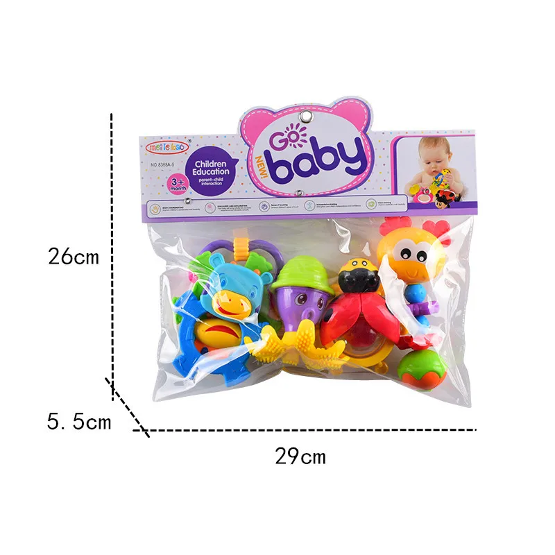 6 PCS Cartoon Newborn Baby Bell Hand Rattle Ring Toddler Puzzle Early Teaching Toys for Children 13-24 Months | Игрушки и хобби