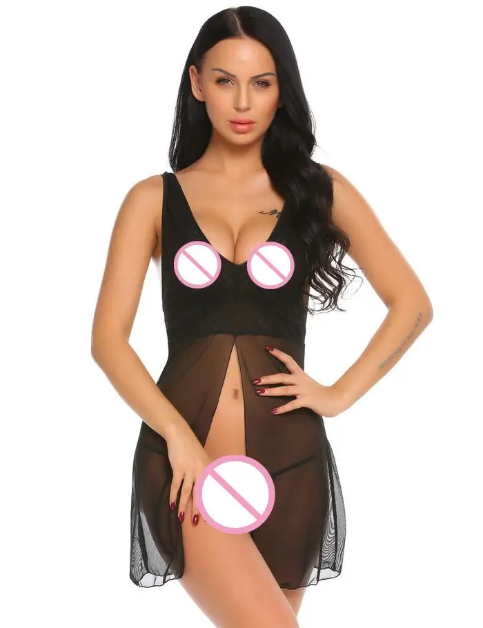 Avidlove женское белье порнографическое ночное белье Платье женское мини Babydoll женское сексуальное горячее эротическое нижнее белье Ночная рубашка для взрослых пикантные костюмы - Цвет: Black
