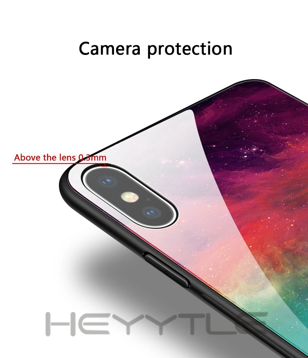Heyytle чехол из закаленного стекла для iPhone 8, 7 Plus, 6, 6 s, Космический Чехол s, чехол с мягкими краями для iPhone XS Max, XR, X, чехол с рисунком звездного неба