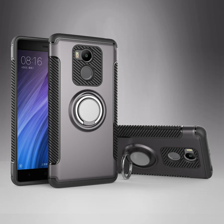 Gray Чехол UTOPER для Xiomi Xiaomi Redmi 4 Pro prime, мягкий силиконовый Жесткий чехол из поликарбоната с кольцом для Xiaomi Redmi 4Pro, чехол s - Цвет: Gray