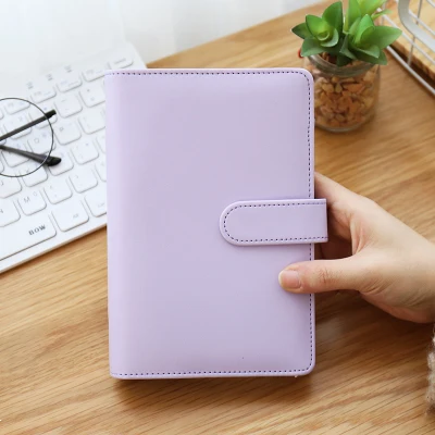 purple No inner page JIANWU Macarons PU binder A5 A6 Записная книжка Дневник Расписание Книга Планировщик дневник несъемный Переплетчик милые школьные принадлежности - Цвет: purple No inner page