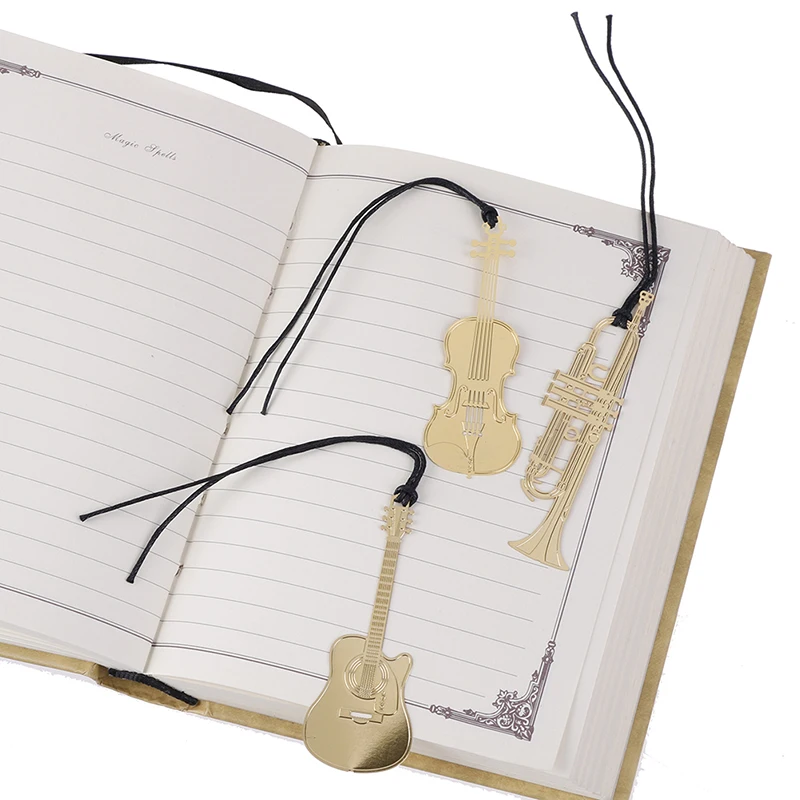 1 шт. милые золотые металлические закладки фортепианные гитары трубы книги знаки
