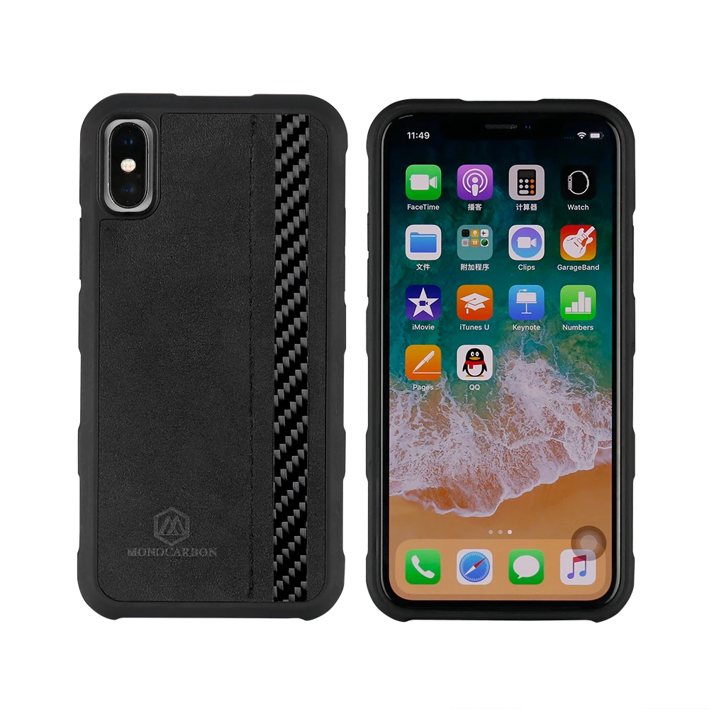 Чехол Mcase из мягкого ТПУ и углеродного волокна для iPhone X чехол Alcantara