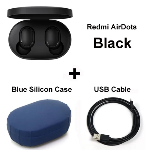 Add Cable Blue Case Xiaomi Redmi Airdots Xiaomi беспроводные наушники Голосовое управление Bluetooth 5,0 шумоподавление управление - Цвет: Add Cable Blue Case