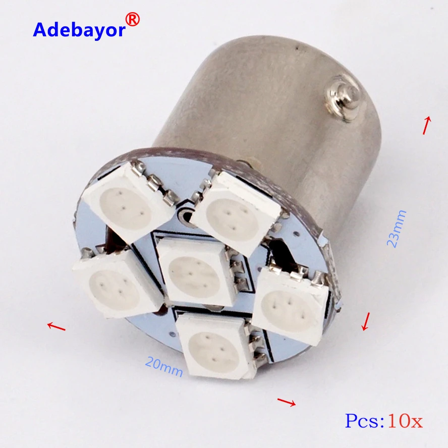 Новый светильник 10X автомобильный 1156 BA15S задний тормоз 6 светодиодный 5050 SMD DC 12v