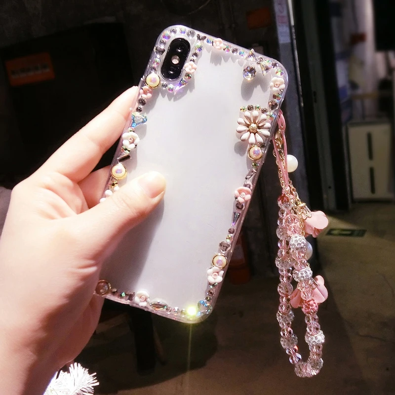 Glitter Flowers Diamond Frame Phone Cover Soft Clear Case For Samsung Galaxy J8 J6 J4 Plus J5 J7 J3 J2 J1 2016 2017 2018 Cases |