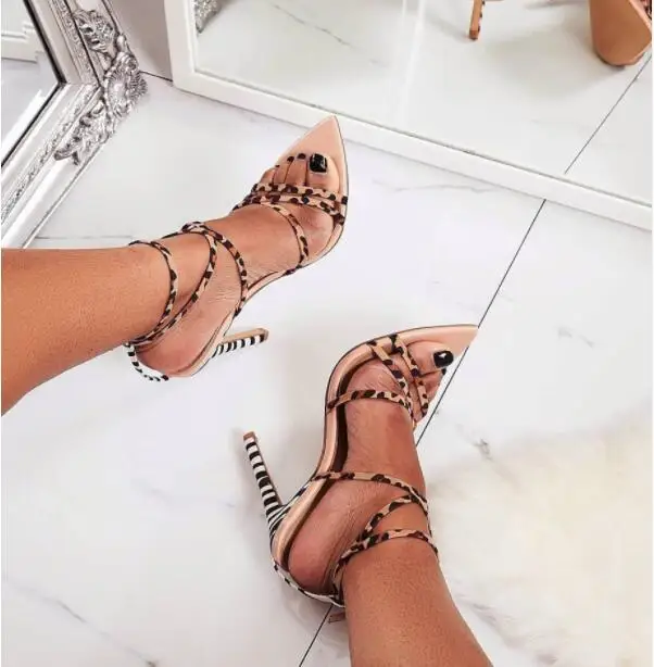 Женские босоножки с леопардовым принтом зебры женская летняя обувь zapatos mujer