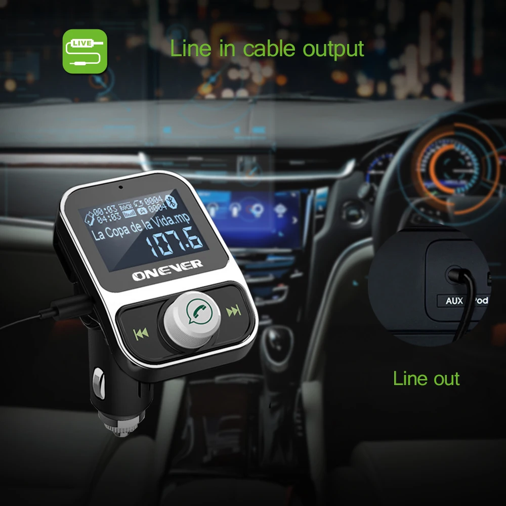 ONEVER Автомобильный MP3 плеер fm передатчик Беспроводной Bluetooth модулятор громкой