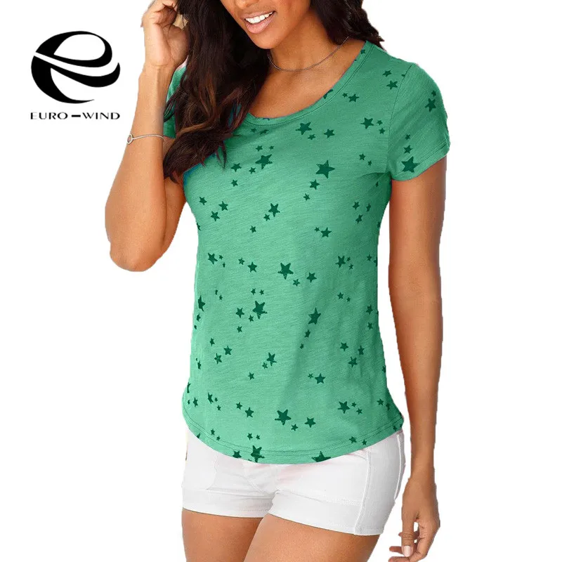 Plus Size New Summer Women T-shirts Casual Womens Bohemian Beach Short Sleeve O Neck Star Print Tops Tee Shirt Female Top | Женская