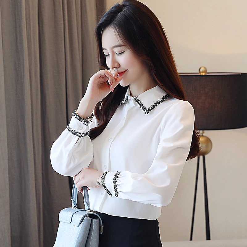 

fashion woman blouses 2018 solid color shirts long sleeve OL women shirt chiffon women tops and blouses causal blusa 1048 40