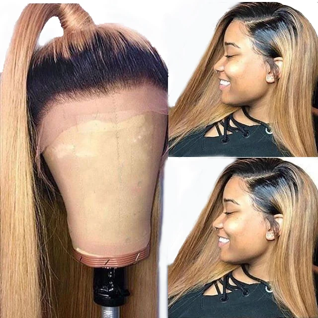 Бразильские 13х6 глубокая часть 1B 27 Омбре медовый блонд кружевные передние
