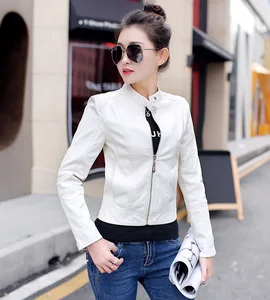 Женская кожаная куртка, мотоциклетная куртка из искусственной кожи с эффектом потертости, куртка для девушек, тонкая женская куртка из мягкой кожи, черная куртка большого размера, 2018