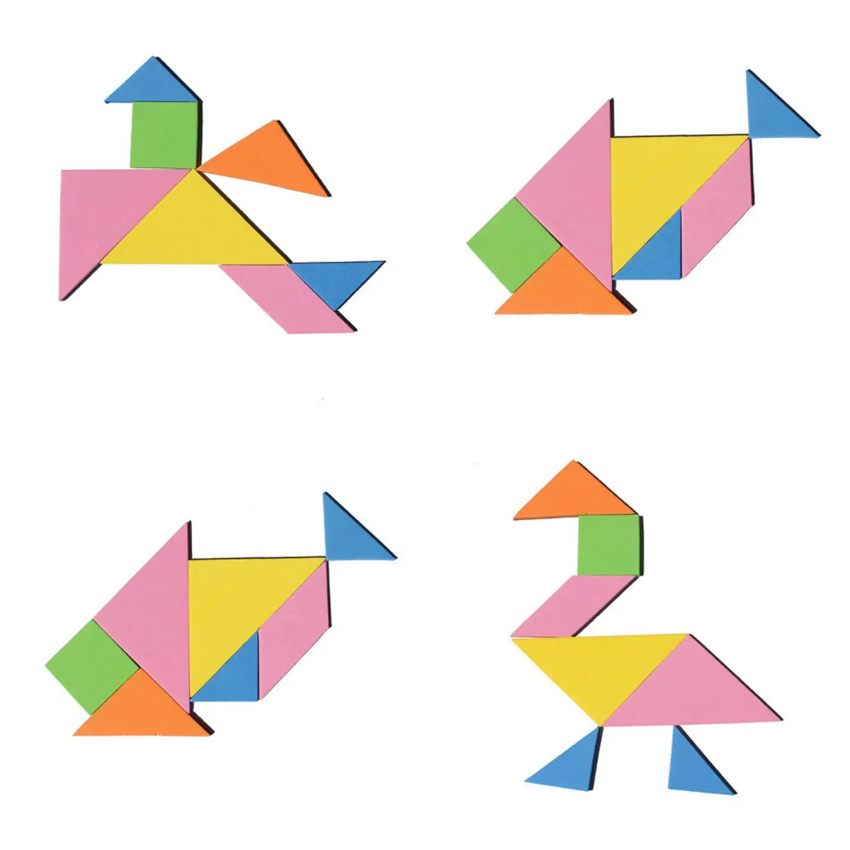 Деревянный пазл Tangram 7 шт. цветная квадратная головоломка IQ умные обучающие