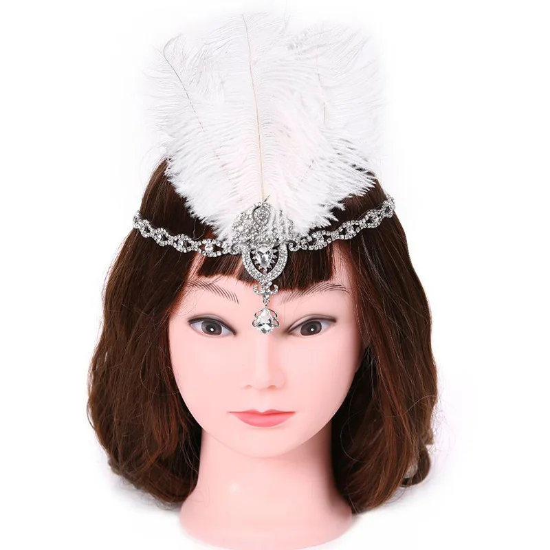 Повязка на голову с перьями eacock Great Gatsby золотистые винтажные аксессуары 1920s |