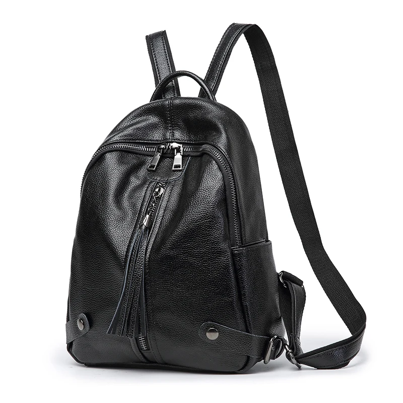 Кисточкой Натуральная кожа Рюкзак Женщины Back Pack корейский стиль Женский двойной