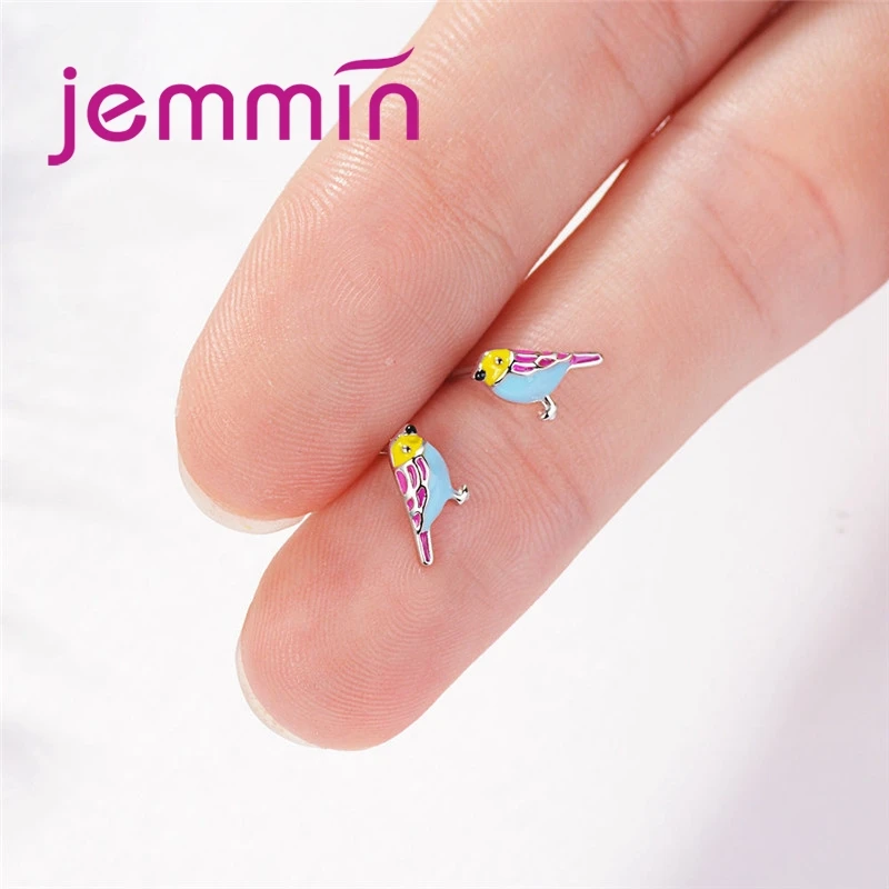 

New Arrival Colorful Bird Design Women Small Stud Earrings For Sale Fashion 925 Sterling Silver Mini Style Jewelry
