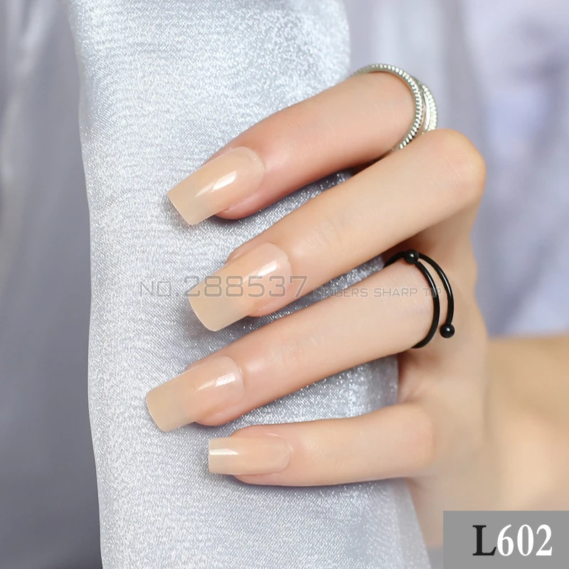 Накладные ногти с квадратной головкой 24 шт. прозрачные желтые длинные накладные