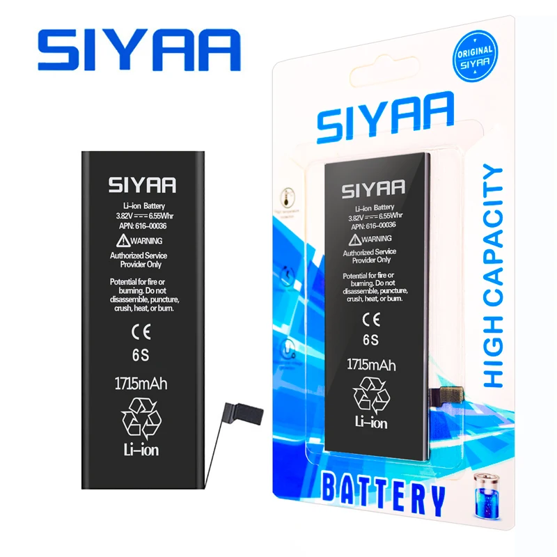 SIYAA Мобильный телефон батарея для iPhone 6S 6GS Замена высокой емкости Li Ion Batteries1715mAh