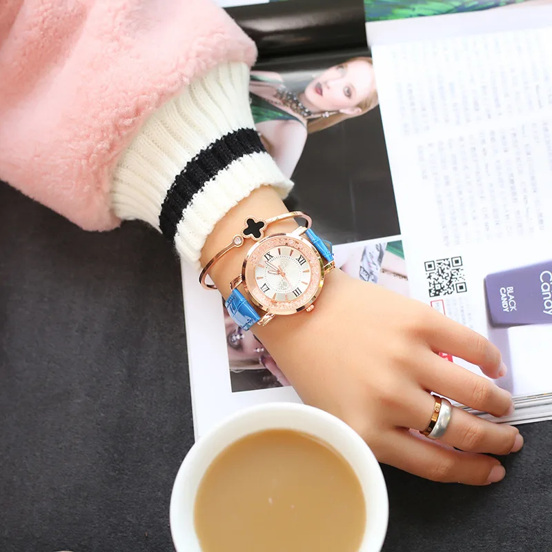 Hot Luxury Brand Diamond Fashion Rhinestone Watch Leather Casual Dress Women's Quartz-watch Crystal Ladies Wristwatch drop ship |