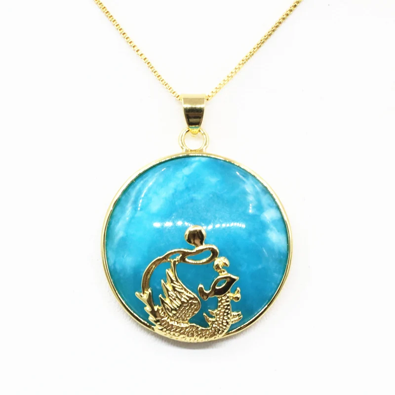 Элегантный Для женщин Природный камень кулон цепи Нержавеющая сталь Цепочки И