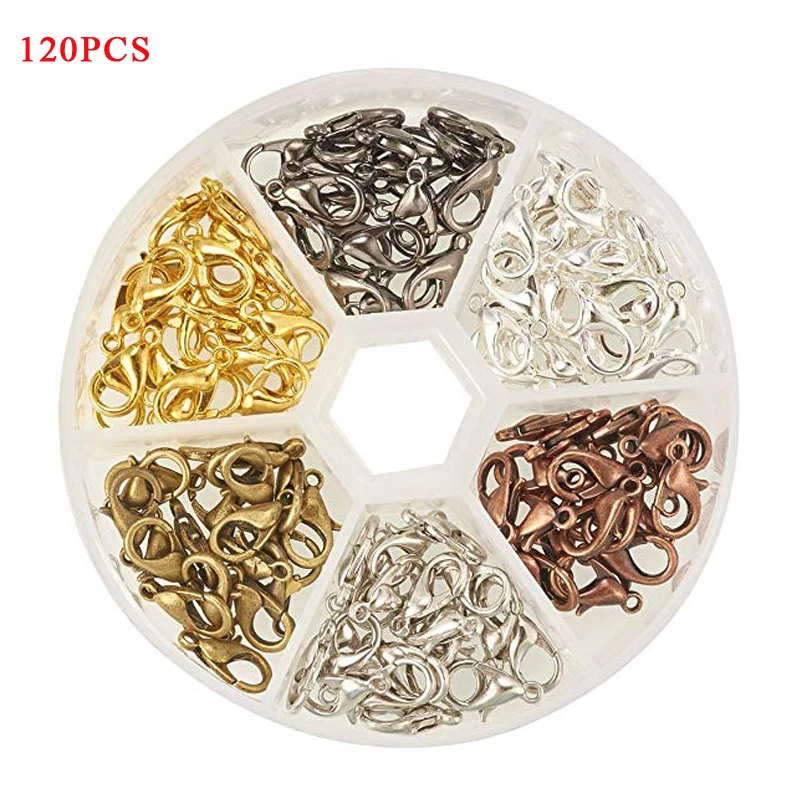 

1 Box 120PCS 6 Color Zinc Alloy Lobster Claw Clasps Nickel Free (12x7mm)