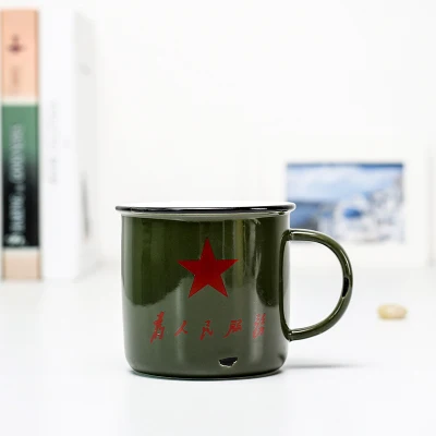 Кружка для людей Классическая Армейская зеленая ручка металлическая