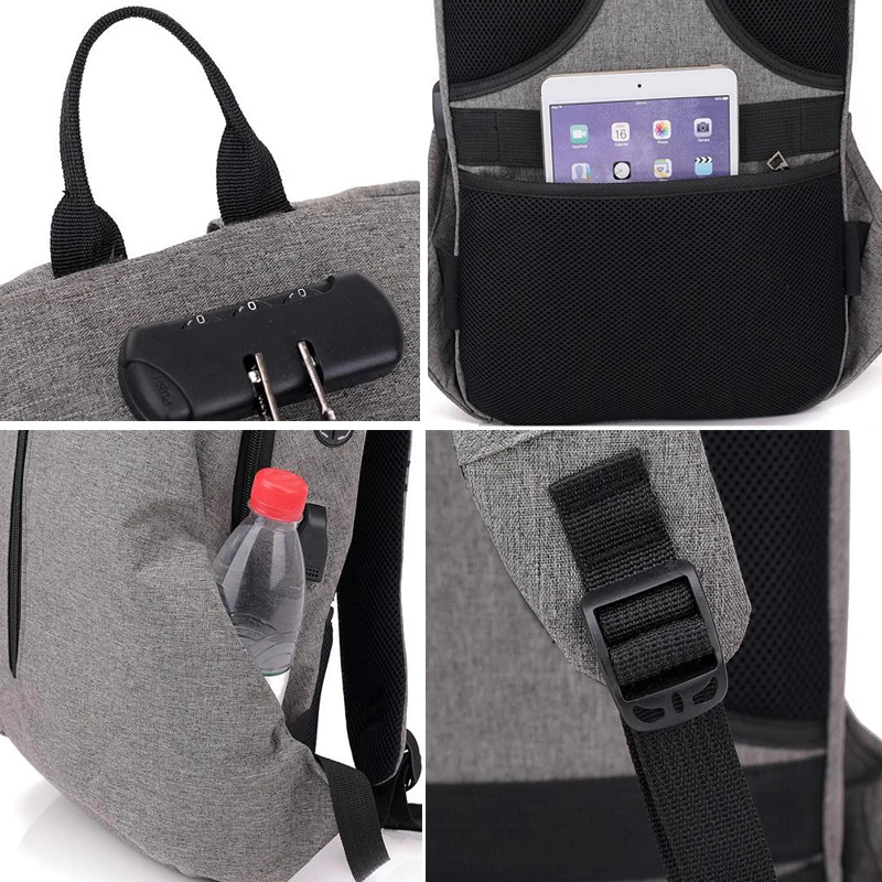 Многофункциональный рюкзак с USB зарядкой и защитой от кражи мужские Модные