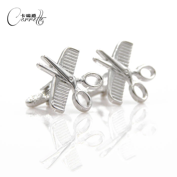 Запонки мужские креативные ножницы с расческой французские рубашки|comb scissors|scissors