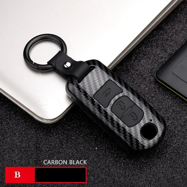 3Button carbonblack Углеродное волокно, АБС-пластик, Автомобильный Дистанционный ключ чехол Fob чехол для Mazda 2 3 6 Atenza Axela CX-5 CX5 CX 5 CX-7 CX-9 Smart - Название цвета: 3Button carbonblack