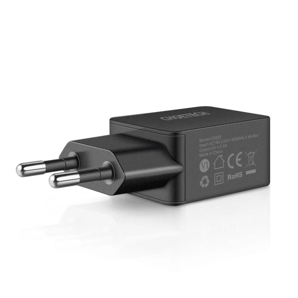 CHOETECH 5V 2.4A USB Зарядное устройство для телефона универсальное дорожное сетевое Зарядное устройство с функцией умной зарядки USB адаптер для samsung S8/S7 EU/US/UK Разъем