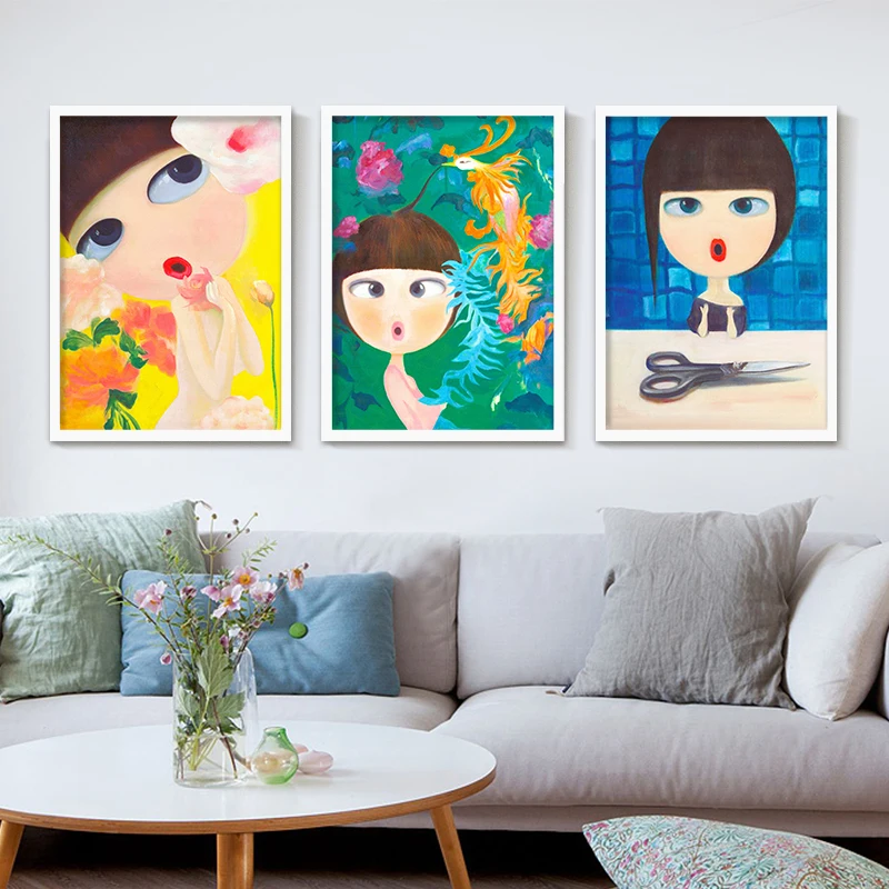 Мультфильм масла Краски ing акварель холст милые девушки печатных на стены