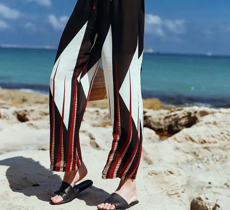 Эластичный пояс новые летние 2017 Для женщин шифон Брюки для девочек Повседневное