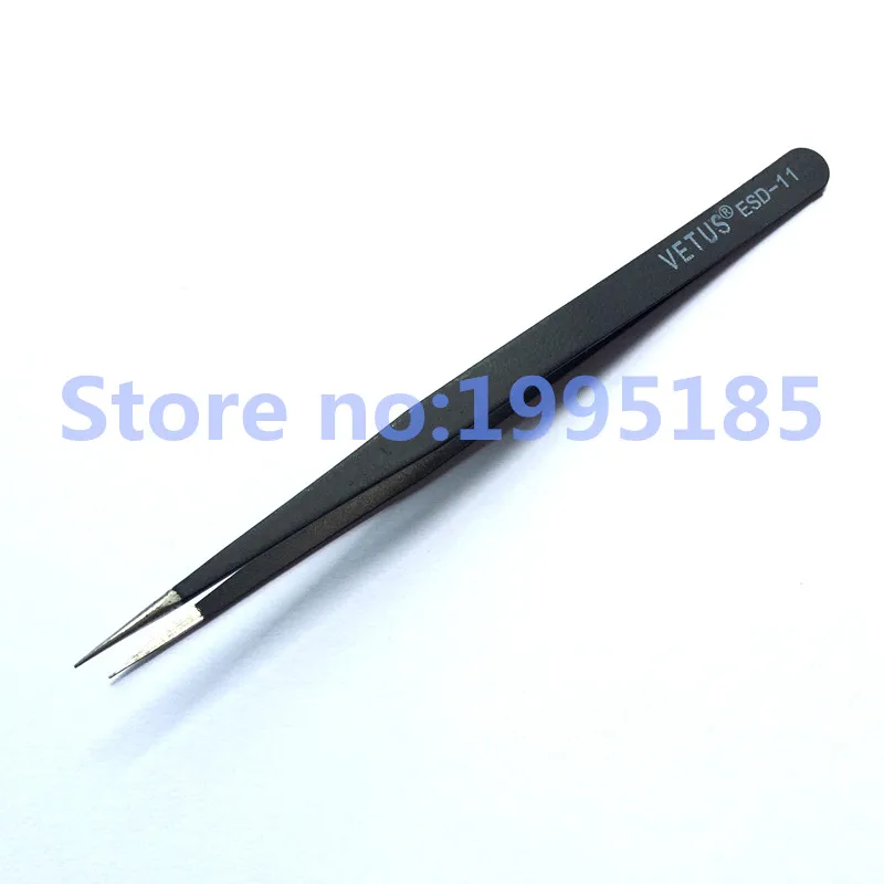 

1PCS Thickened by hard Precision Tweezers ESD-11 stainless steel prongs electronic anti -static black