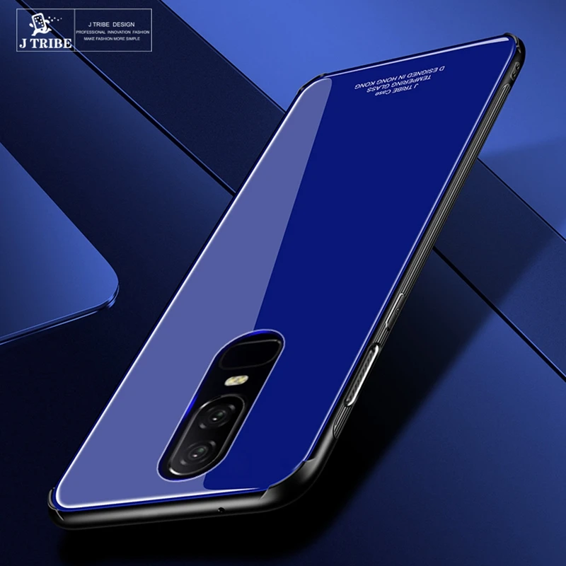 Luxury Glass Phone Case on for Funda Oneplus 6 Solid Color Cover Coque Oneplus6 1+6 Shockproof Men Women |