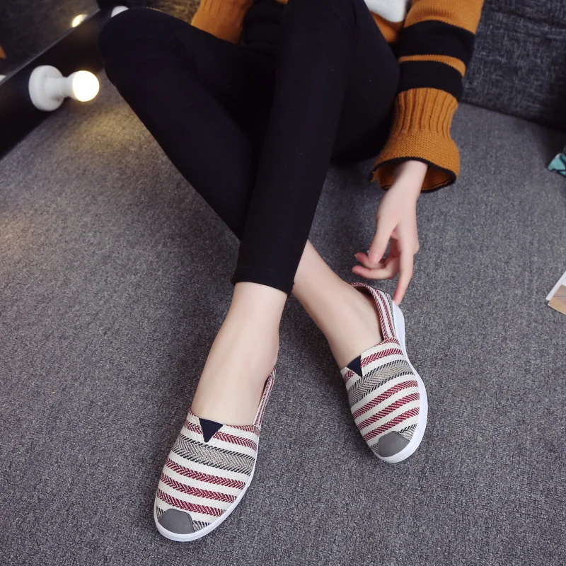 Новинка модная женская парусиновая обувь на плоской подошве из хлопка