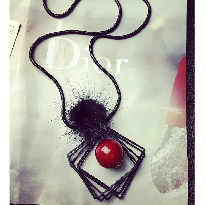 Новинка 2017 акция длинное ожерелье из натурального меха черного/Красного норки
