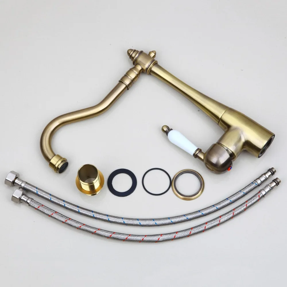 KEMAIDI Античная Медная Отделка смеситель для кухни и ванной комнаты с одной ручкой