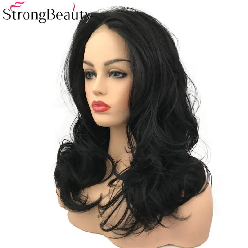 StrongBeauty синтетический парик фронта шнурка длинные волнистые парики серый/Блонд/черные волосы - Цвет: 1003 1
