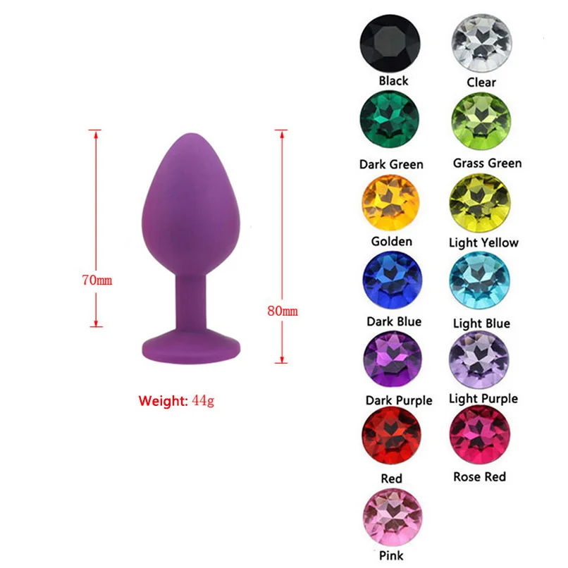50PCS/lot Medium Size Jeweled Silicone Anal Plug Sex Toy for Women Masturbation Butt Stopper Men Adult Product | Красота и здоровье
