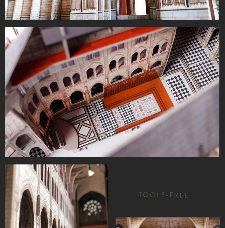 1:250 Двусторонняя открытая 3D Бумага DIY Головоломка Нотр-Дам де Пари панорамная модель строительные наборы розовое окно детская Умная игрушка