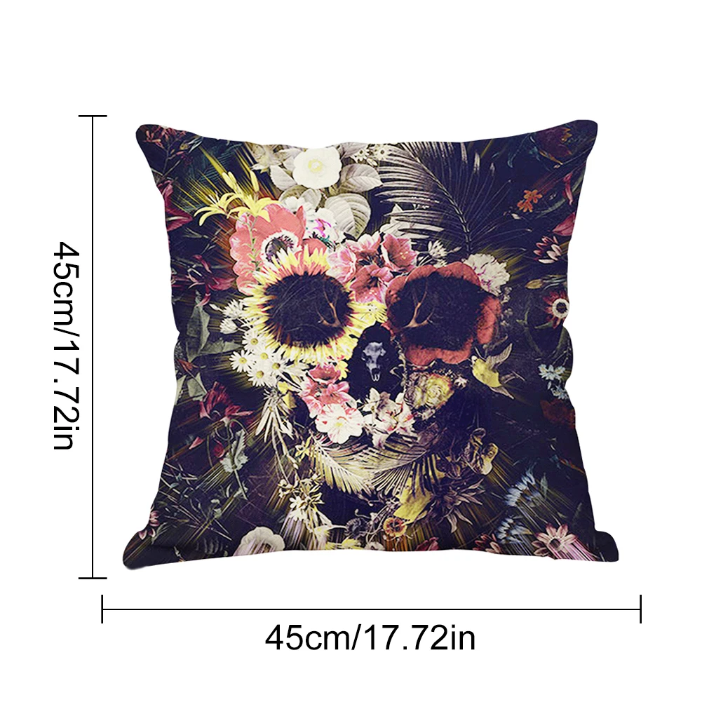 Чехол для подушки черный череп квадратная Наволочка Декор домашнего дивана День