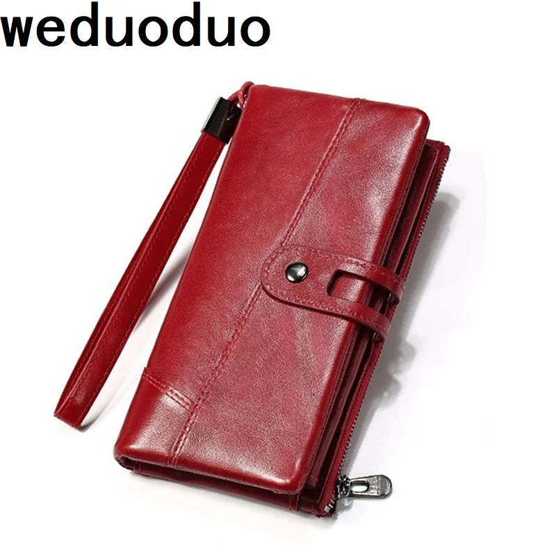 Weduoduo New Brand Genuine Leather Women Wallets Fashion Long Women Purses Multi Function Money Pocket Cell Phone Pocket