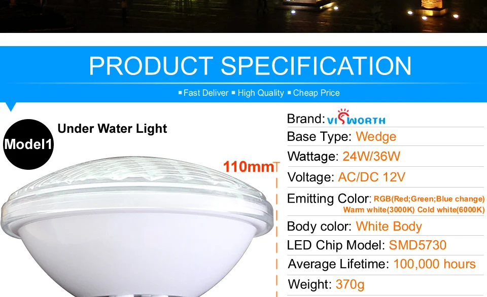 VisWorth 24 Вт 36 Вт Светодиодный подводный светильник s RGB Par56 Светодиодный светильник для бассейна IP68 лампа с дистанционным управлением линейная ниша для пруда фонтана